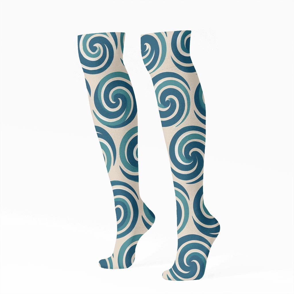 Tidal Vortex Spiral Bands trendy patterned knee-high socks
