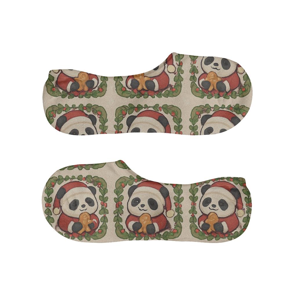 Panda Gingerbread Garland Grid trendy no-show sock styles