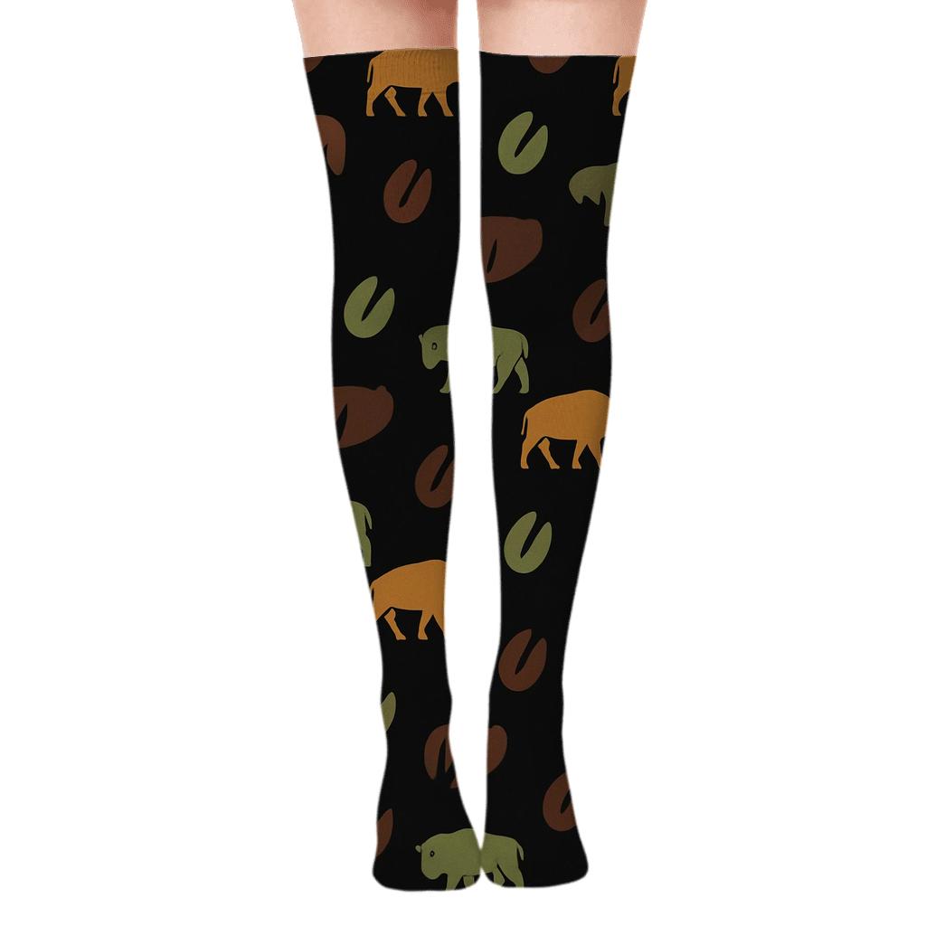 Prairie Tracks With Celestial Bison Rhythm personalized over-the-knee socks