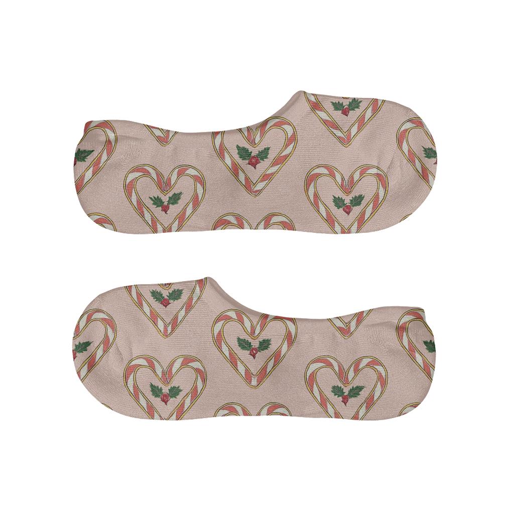 Celestial Heart Chain Pattern Candy Canes soft cotton no-show socks