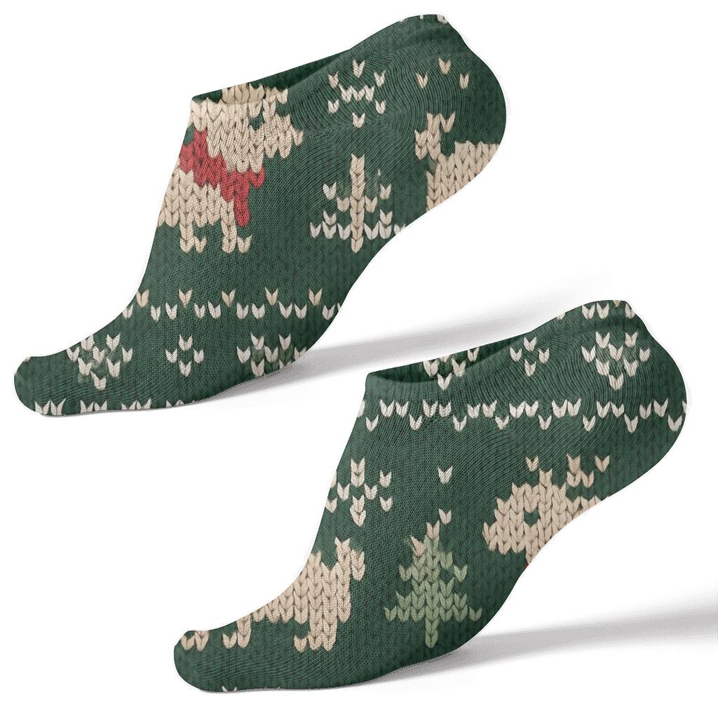 Knitted Reindeer Puppy Fair Isle custom ankle socks