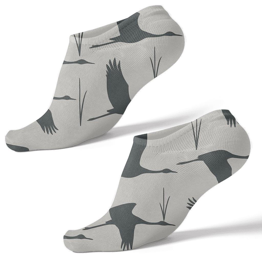 Minimal Crane Flight Diagonals On Soft Gray stylish athletic ankle socks