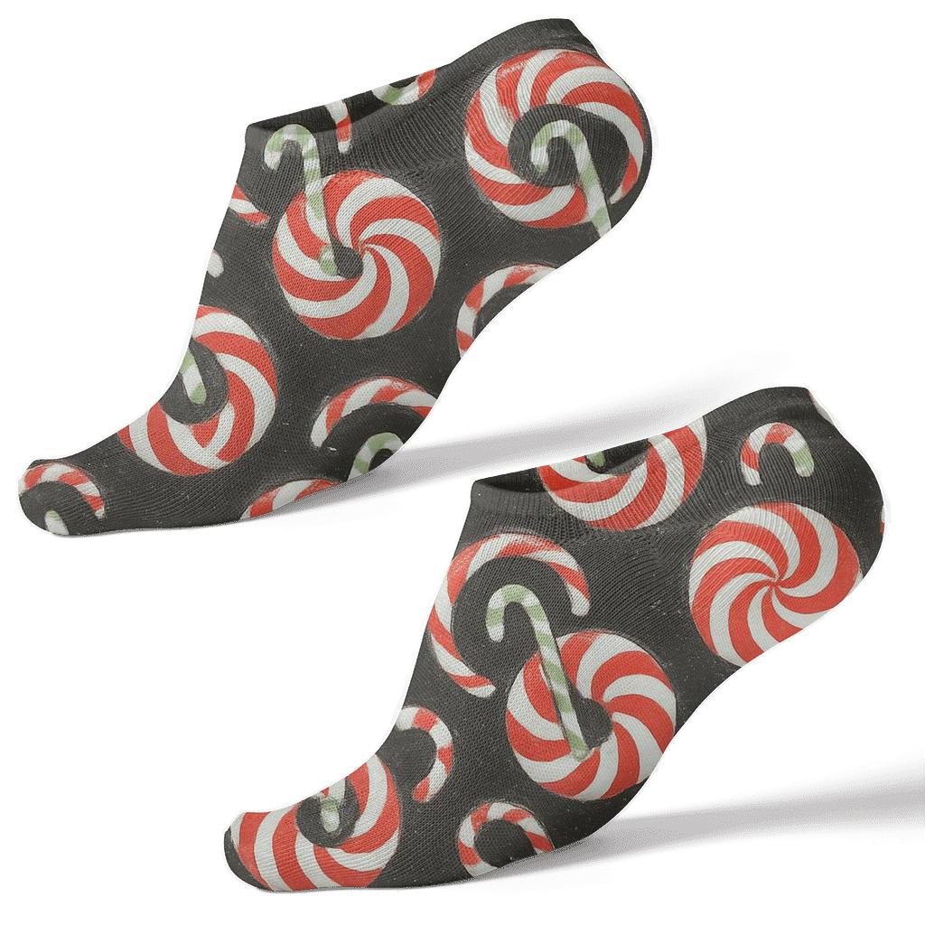 Peppermint Orbit Pattern Candy Canes comfortable cotton ankle socks