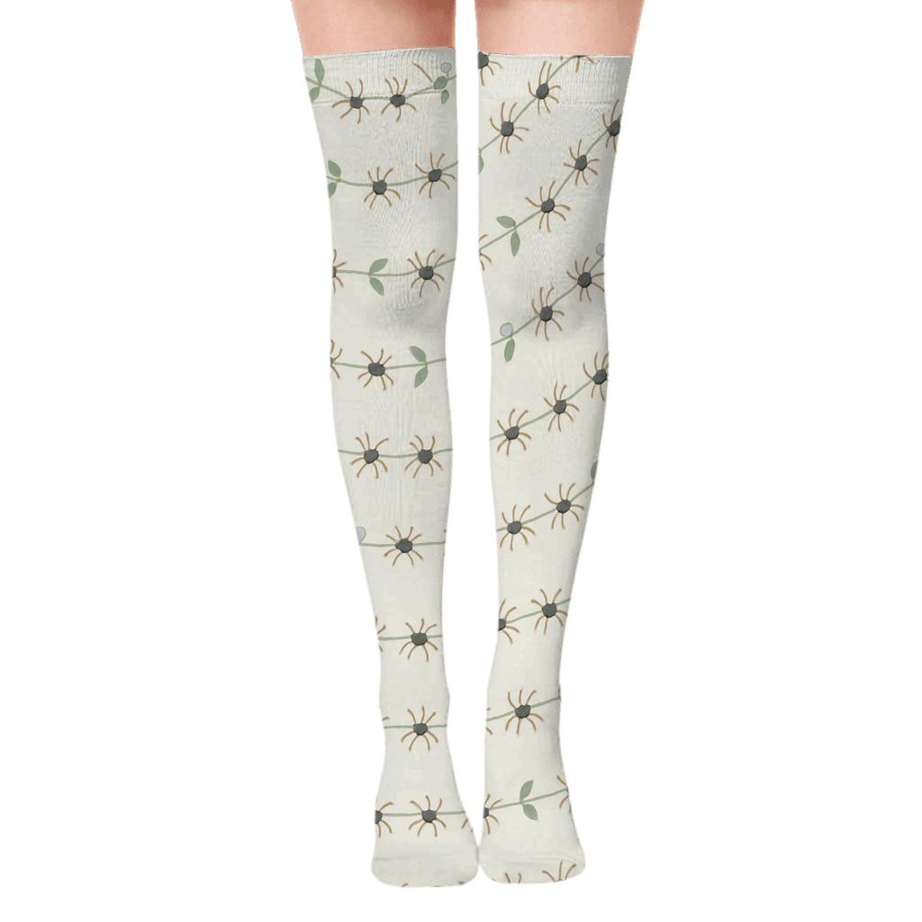 Spiderling Garden Rhythm Pattern trendy patterned over-the-knee socks