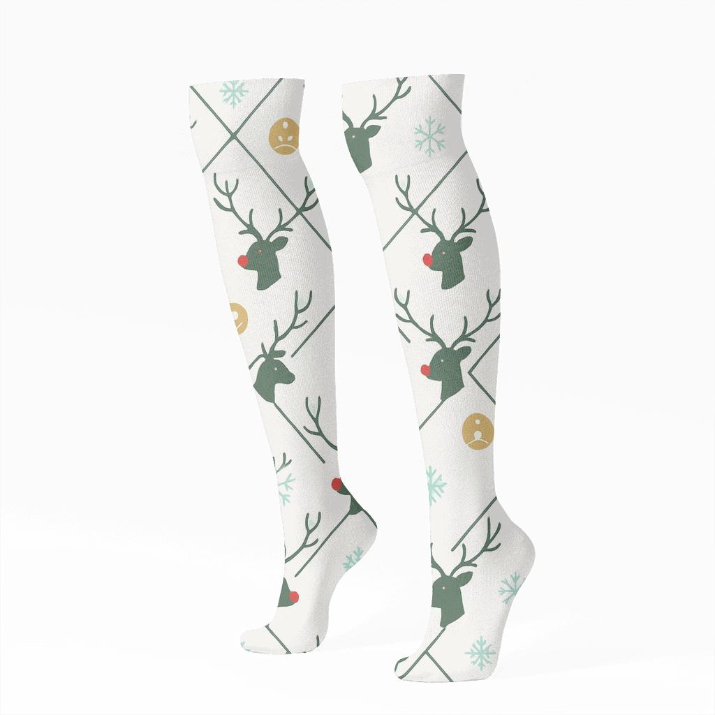Aurora Antler Lattice With Rudolph Glow custom knee-high socks