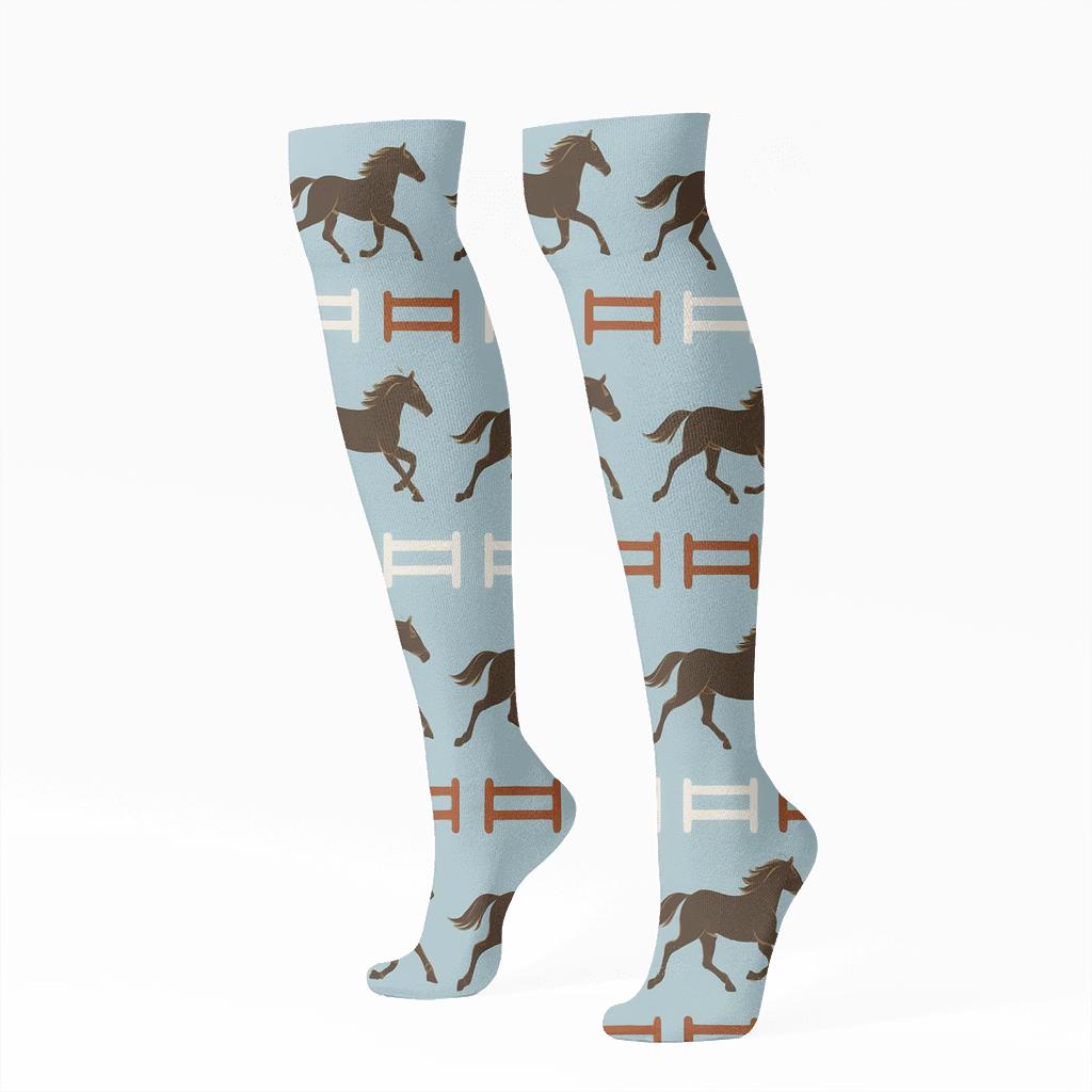 Galloping Constellation Horses For Rancher Dreams trendy patterned knee-high socks