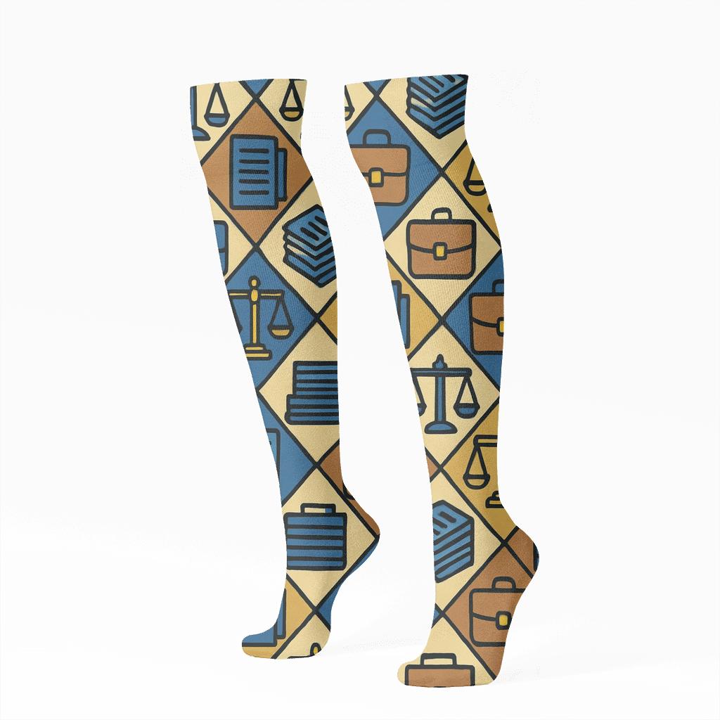 Scales And Briefs Paralegal Study Mosaic trendy patterned knee-high socks