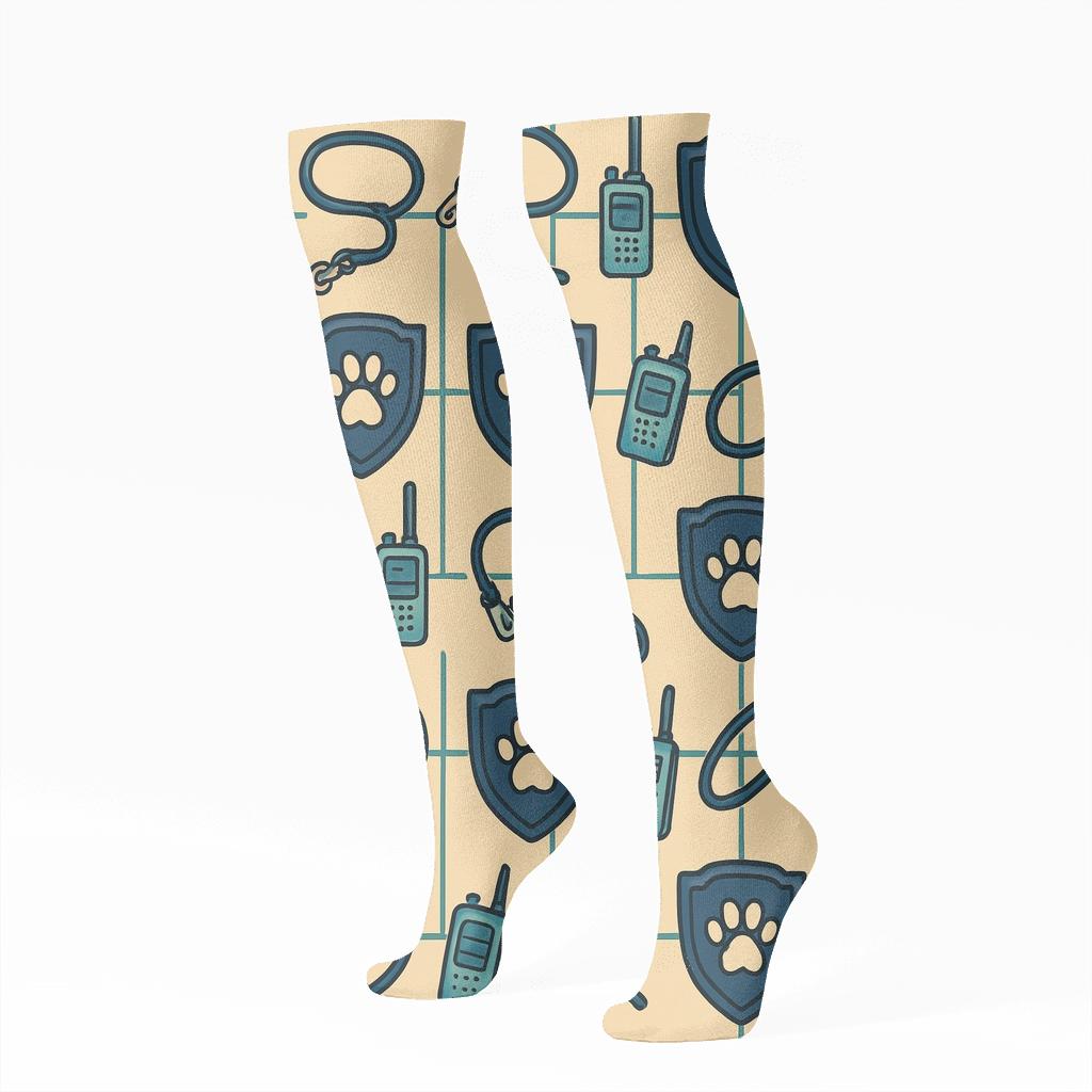 Sky Grid Badges Animal Control Officer Pattern custom knee-high socks