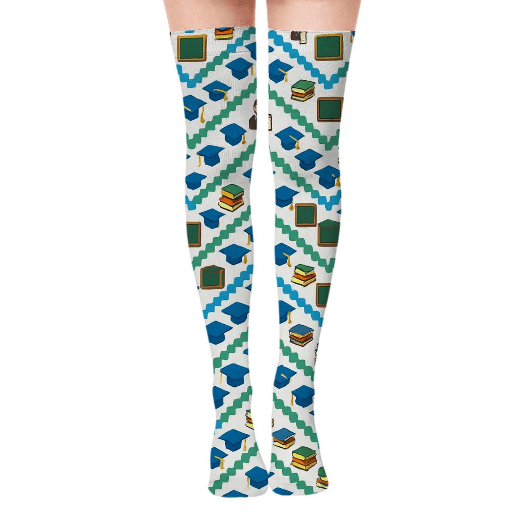 School Principal Celebration Chevron personalized over-the-knee socks