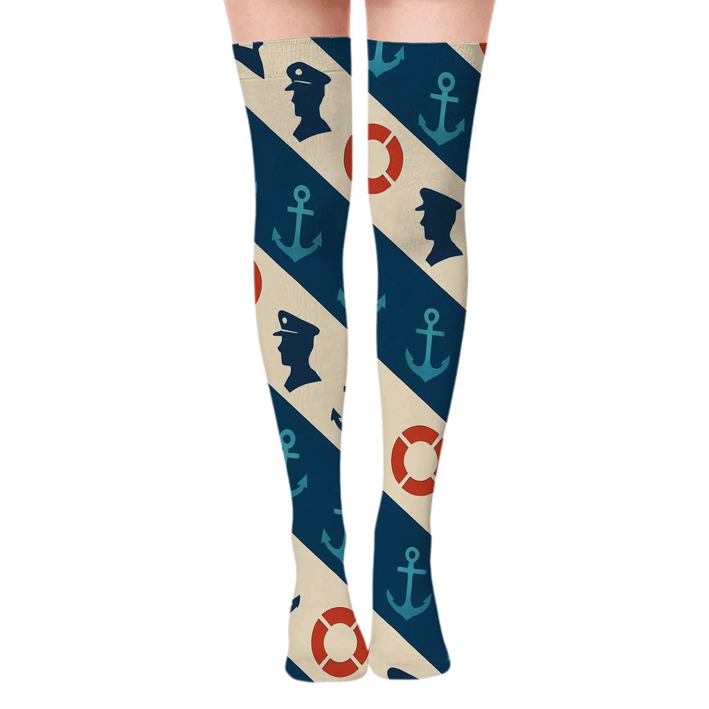 Signal Stripe Parade Coast Guard Officer Edition soft everyday over-the-knee socks