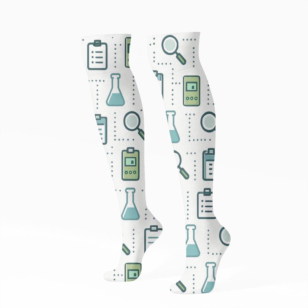 Forest Grid Of Tools For Environmental Inspector Study soft everyday knee-high socks