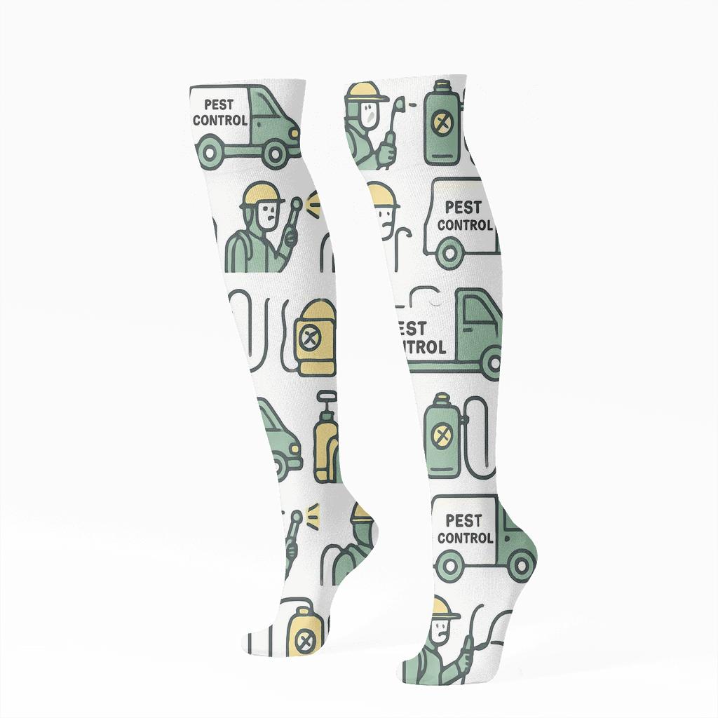 Pest Control Technician Chevron Fleet Pattern soft everyday knee-high socks