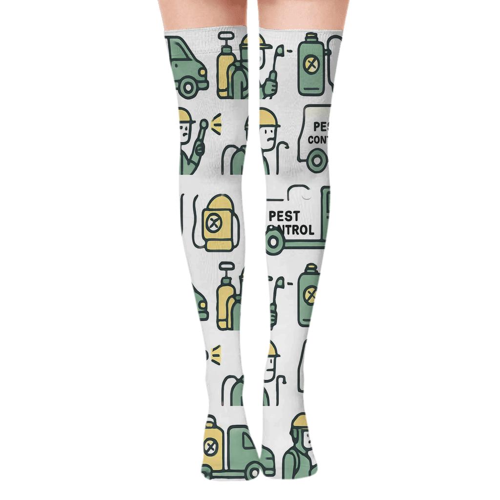 Pest Control Technician Chevron Fleet Pattern premium cozy over-the-knee socks