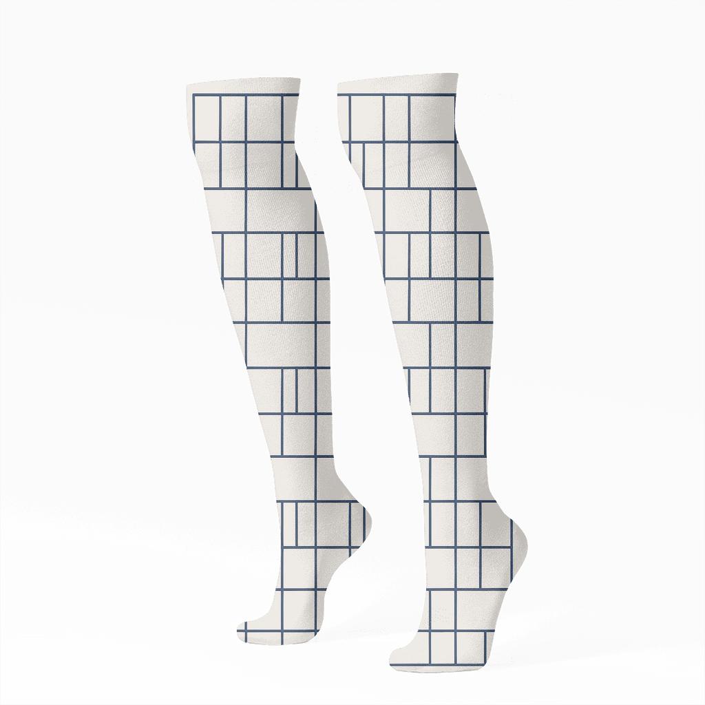Linear Echo Grid personalized knee-high socks