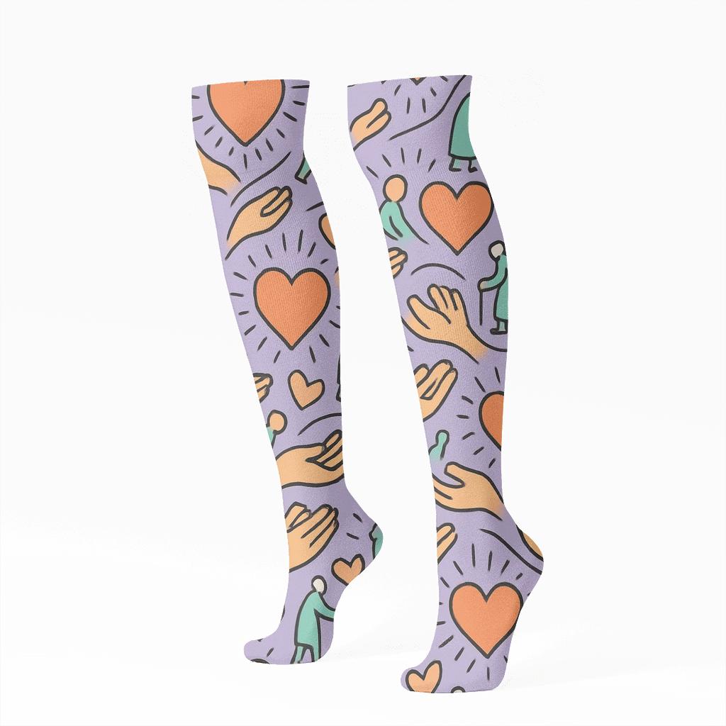 Stellar Heart Chorus For Elderly Care Worker custom knee-high socks