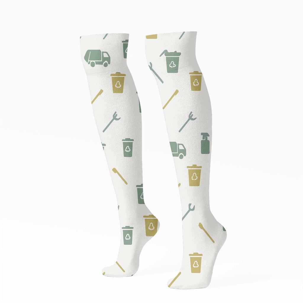 Recycling Constellation With Garbage Collector Motifs unique graphic knee-high socks