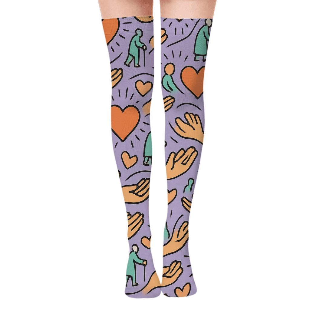 Stellar Heart Chorus For Elderly Care Worker premium cozy over-the-knee socks