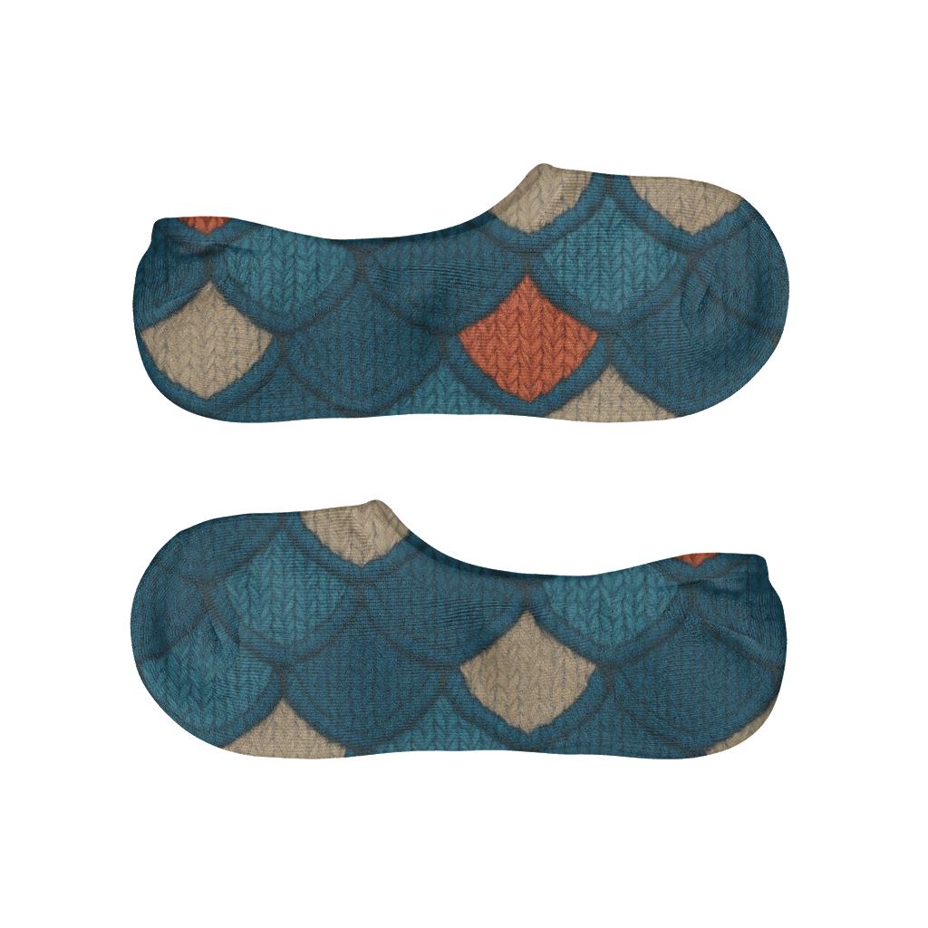 Knitted Illusion Fish Scale Chevron low cut no-show socks
