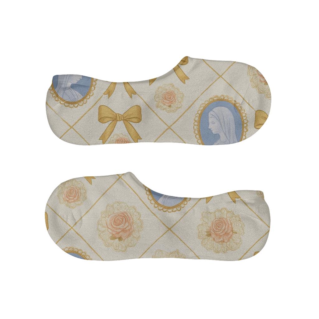 Lace And Ribbon Parquet, Mary Edition soft cotton no-show socks