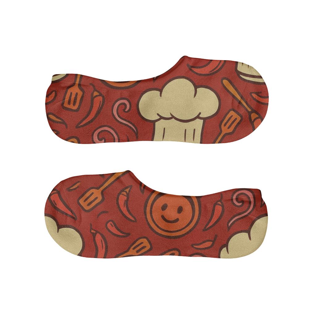 Cook-Grade Chef Hat And Pan Parade soft cotton no-show socks