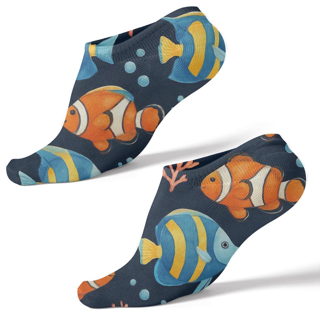 Coral Garden With Fish Spotlight Repeat custom ankle socks