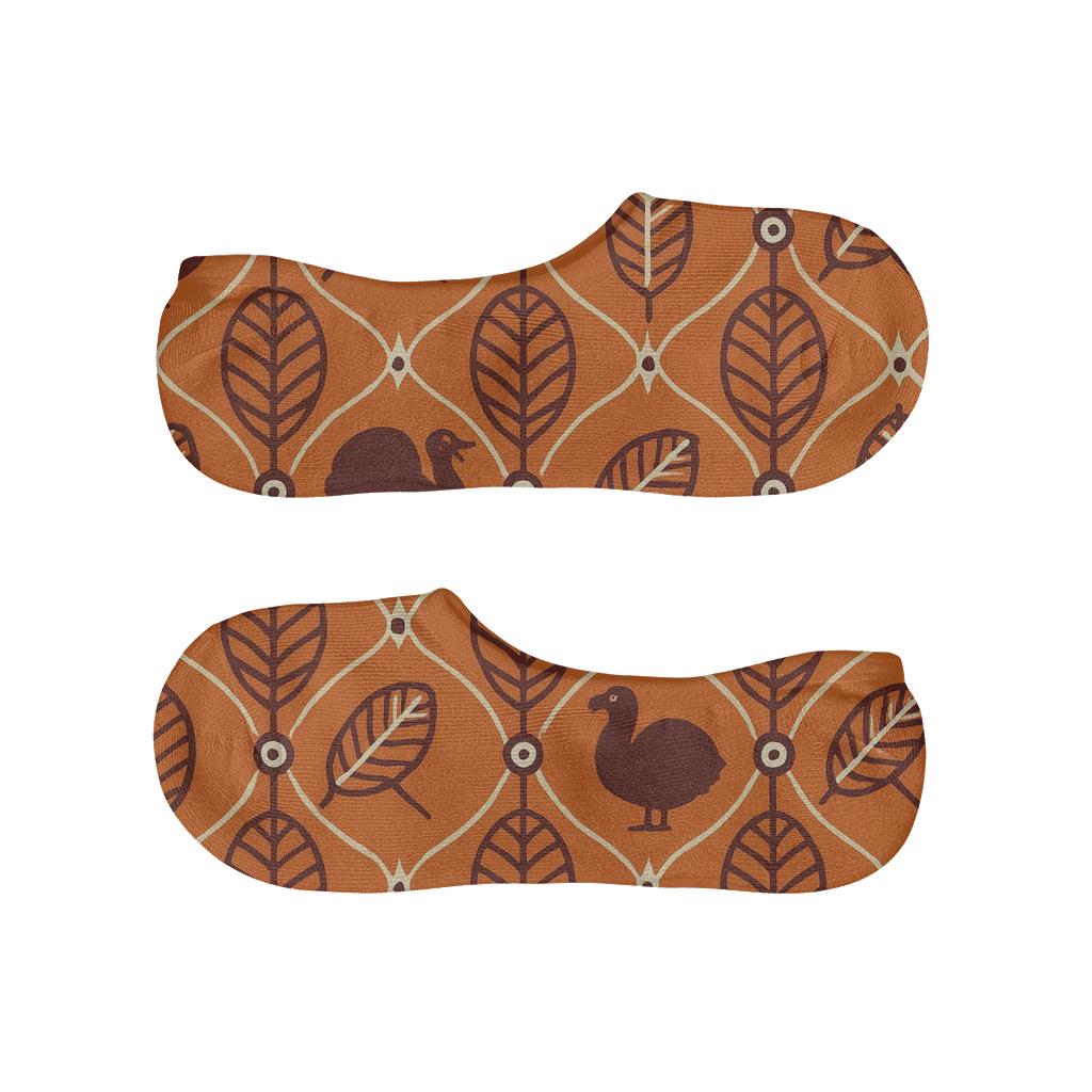 Autumn Orange Background, Turkey Feather Lattice breathable no-show socks