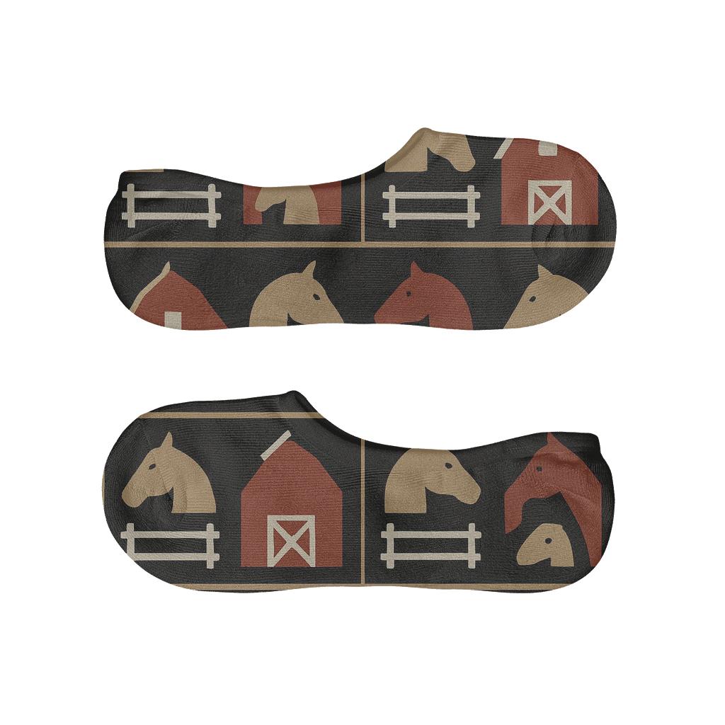 Barn Silhouette Grid In Rancher Minimal Style breathable no-show socks