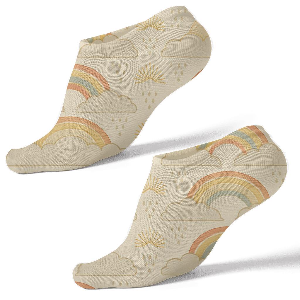 Vintage Sky Study Rainbow Bands On Ivory Paper trendy patterned ankle socks