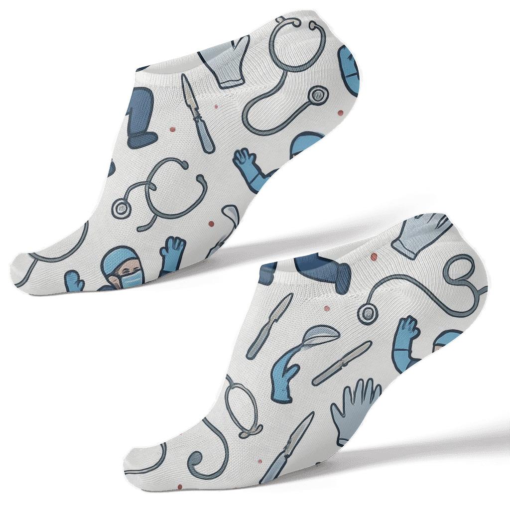 Operating Room Confetti With Surgeon Silhouettes premium sports ankle socks