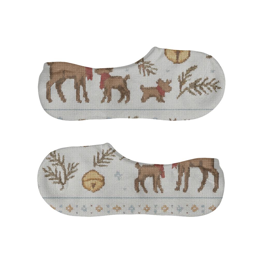 Knitted Nordic Bands With Reindeer Motifs breathable seamless no-show sockscustom no-show socks