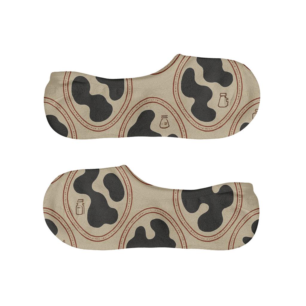 Retro Dairy Label Spot Medallions custom no-show socks