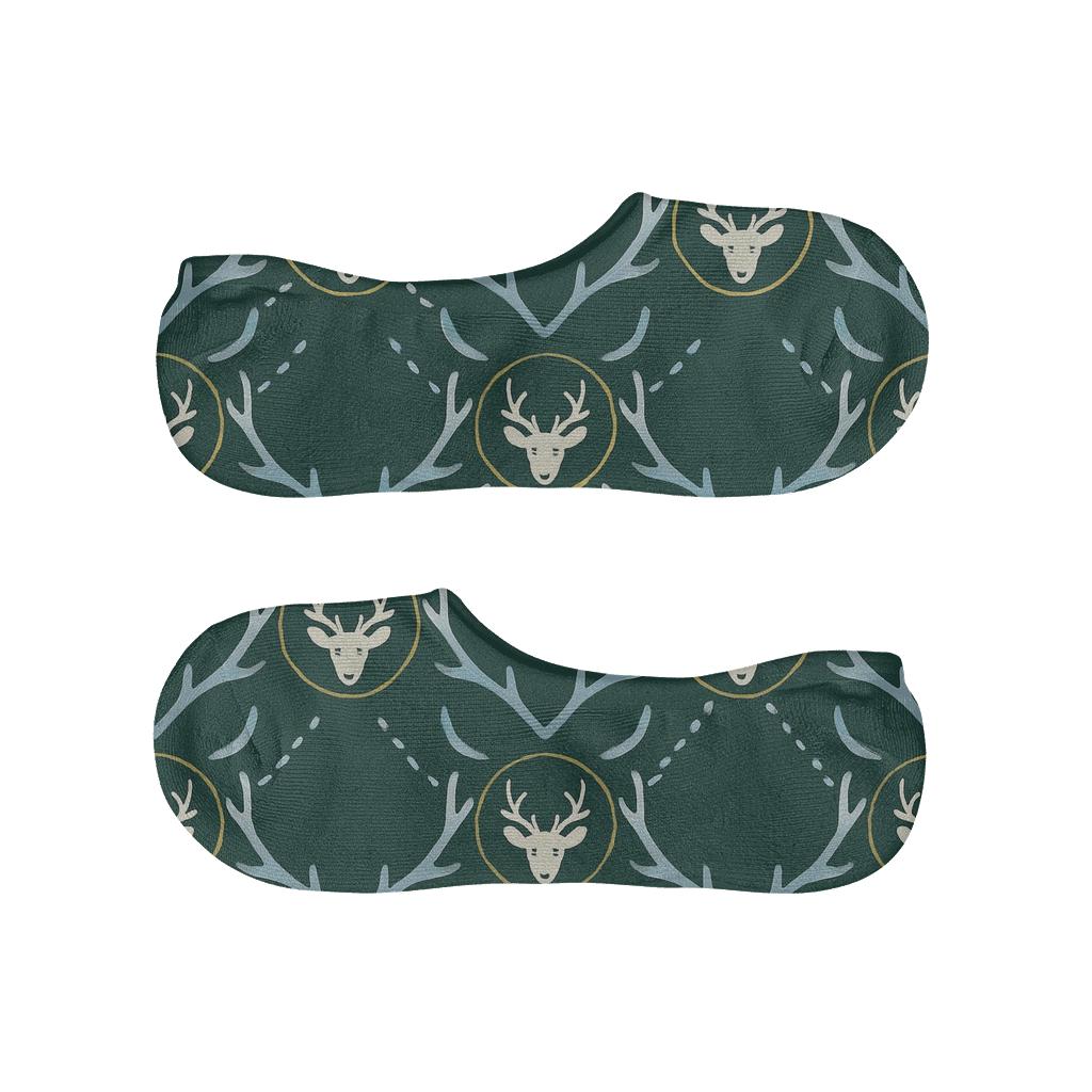 Deep Forest Antler Lace Reindeer Grid anti-slip no-show socks