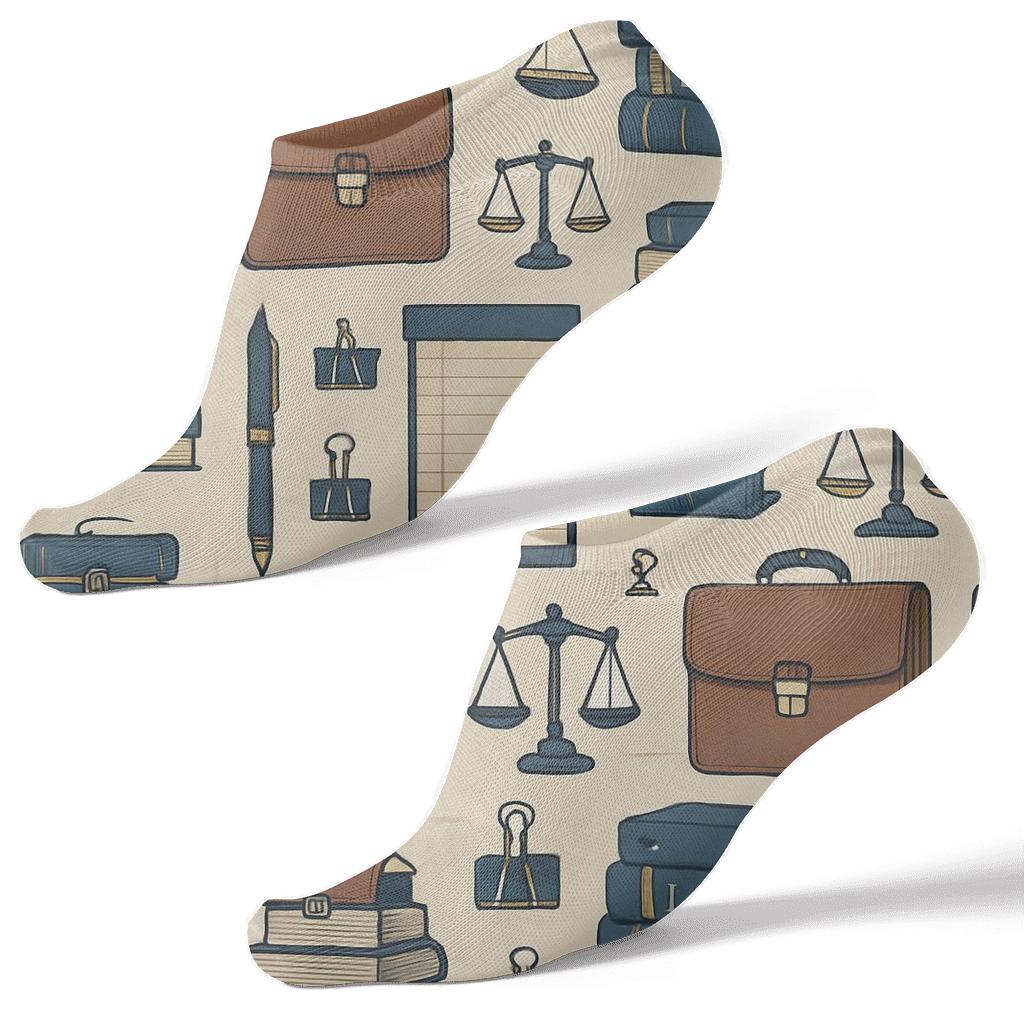 Legal Collage Pattern For Paralegal Desk soft everyday ankle socks