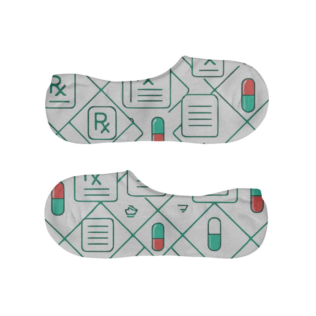 Capsule Lattice In A Minimal Pharmacist Grid anti-slip no-show socks