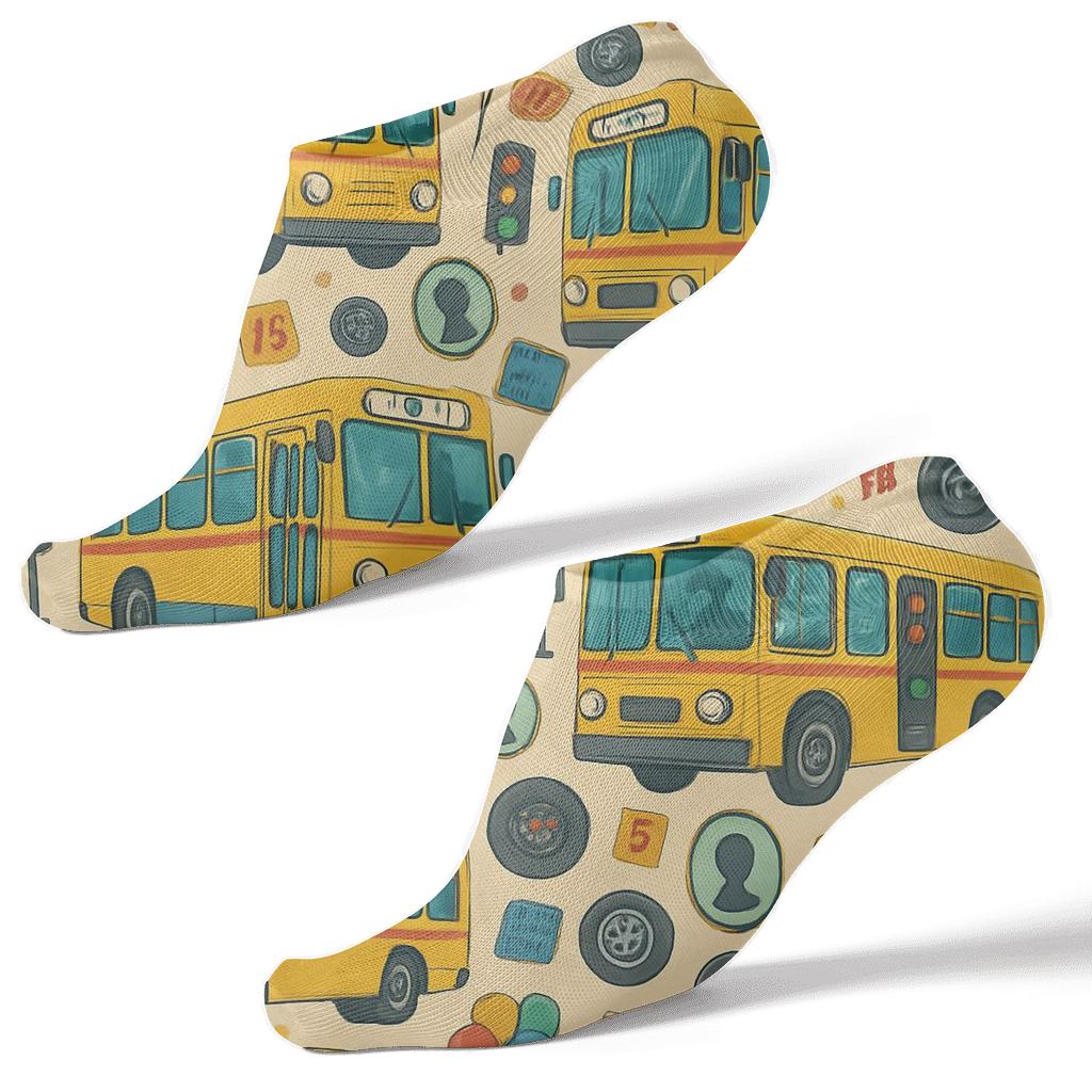 Bus Driver Collage Parade Tessellation designer print ankle socks