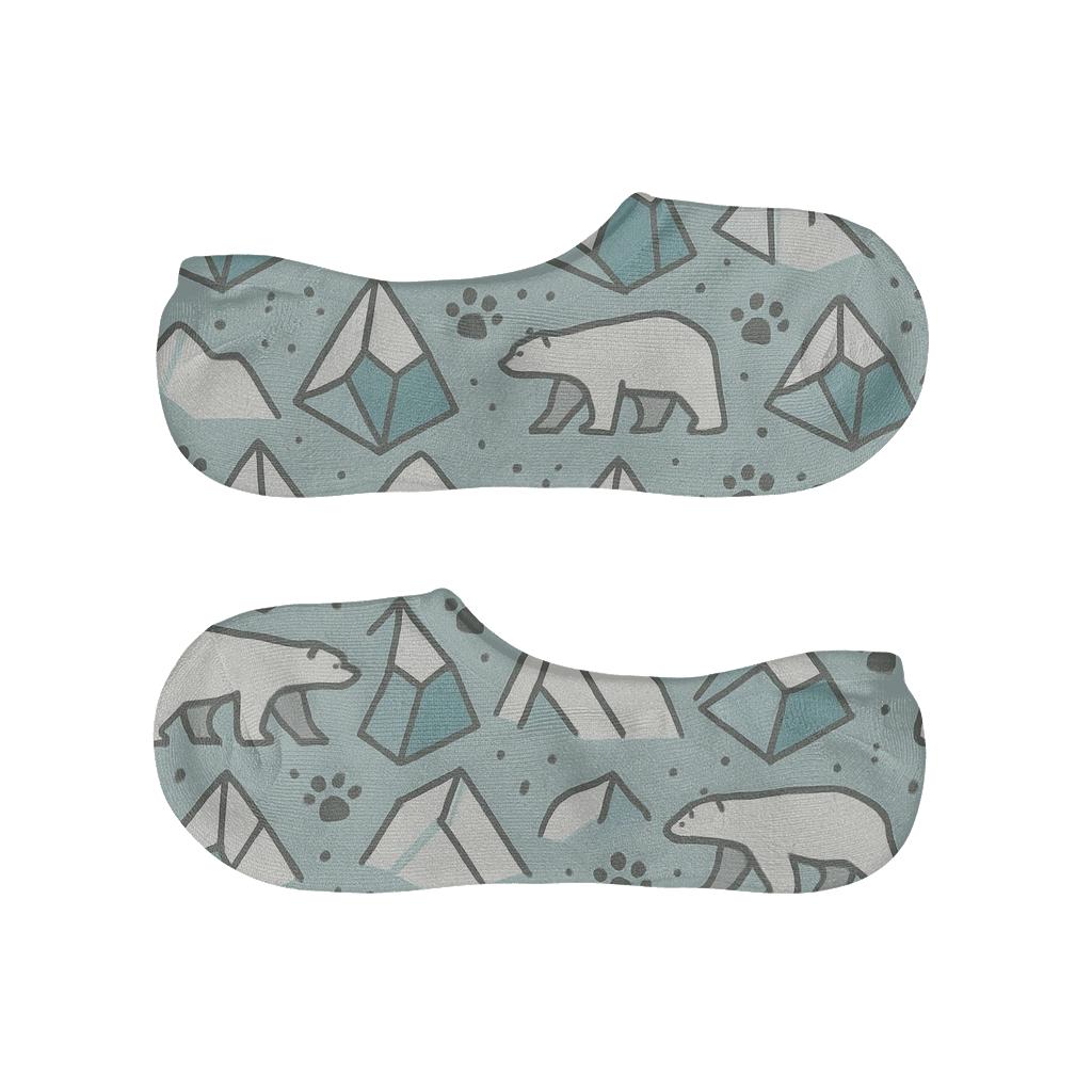 Iceberg Lattice With Polar Bear Silhouettes soft cotton no-show socks