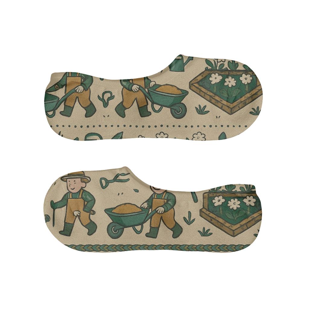 Garden Border Bands With Groundskeeper Rhythm designer printed no-show socks