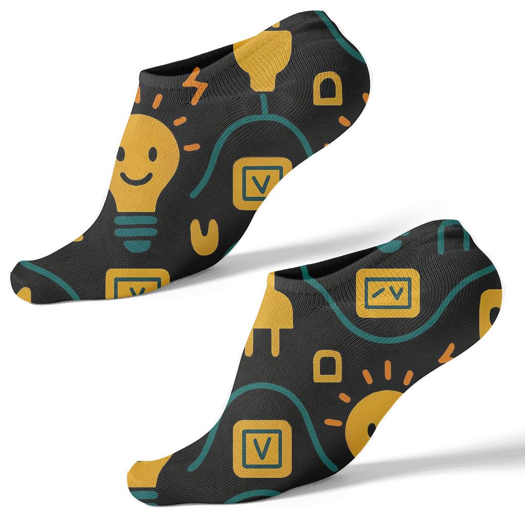 Voltage Bloom Pattern For Electrician Crafts unique graphic ankle socks