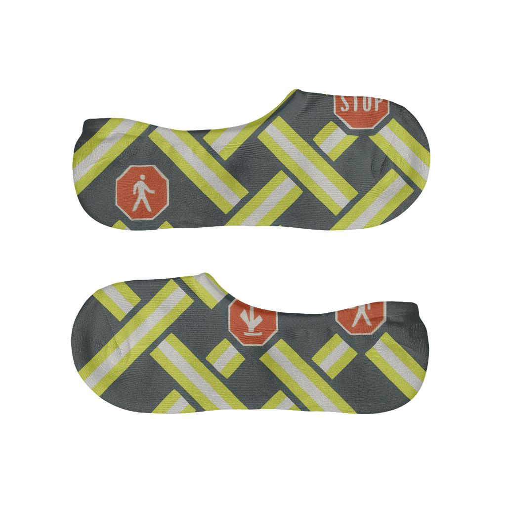 Crossing Guard Reflective Stripe Lattice On Charcoal trendy no-show sock styles