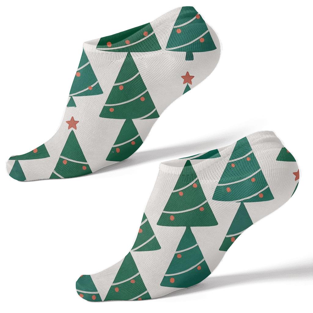 Minimalist Conical Icons For Christmas Tree Tessellation trendy patterned ankle socks