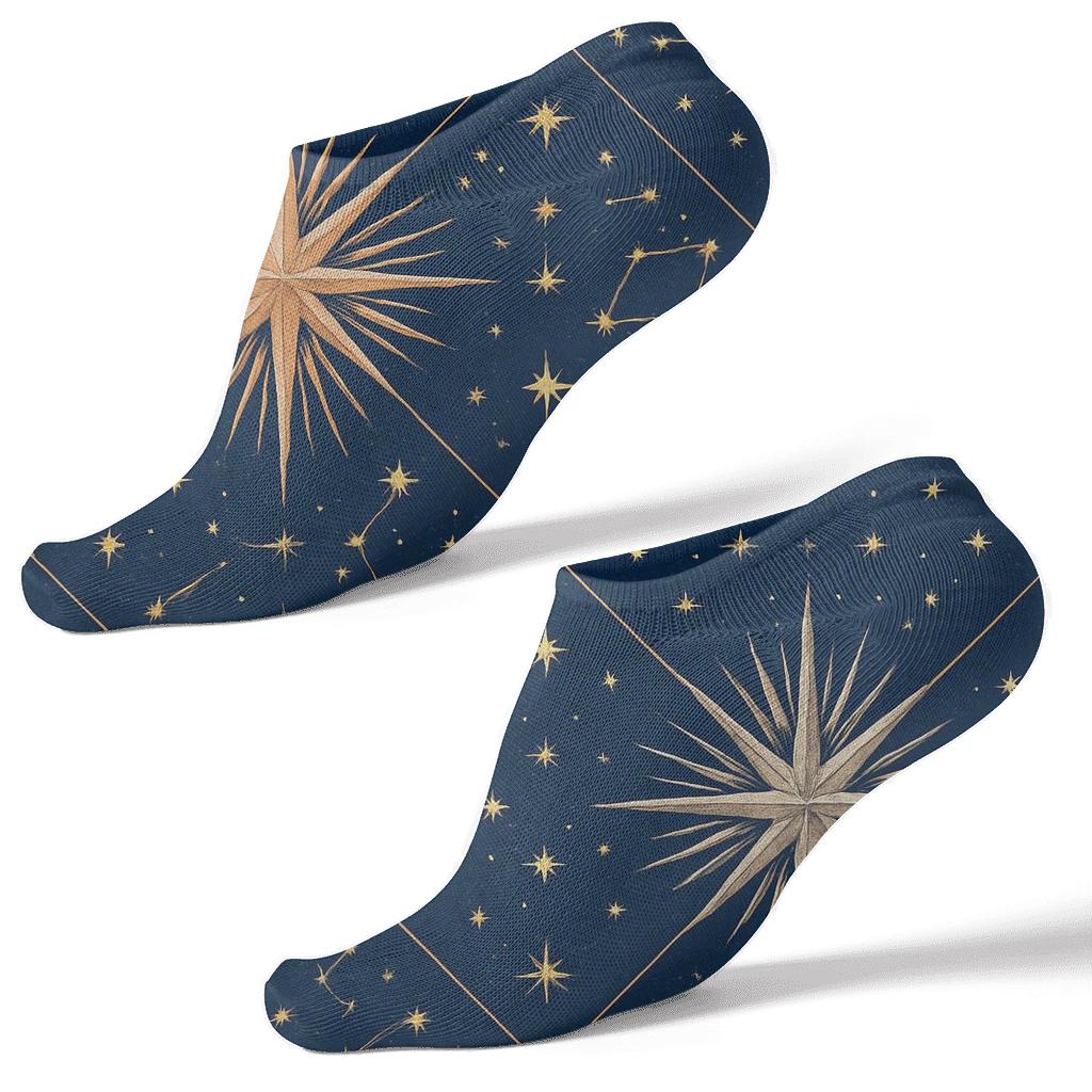 Celestial Collage Star Of Bethlehem Medallion Lattice premium sports ankle socks