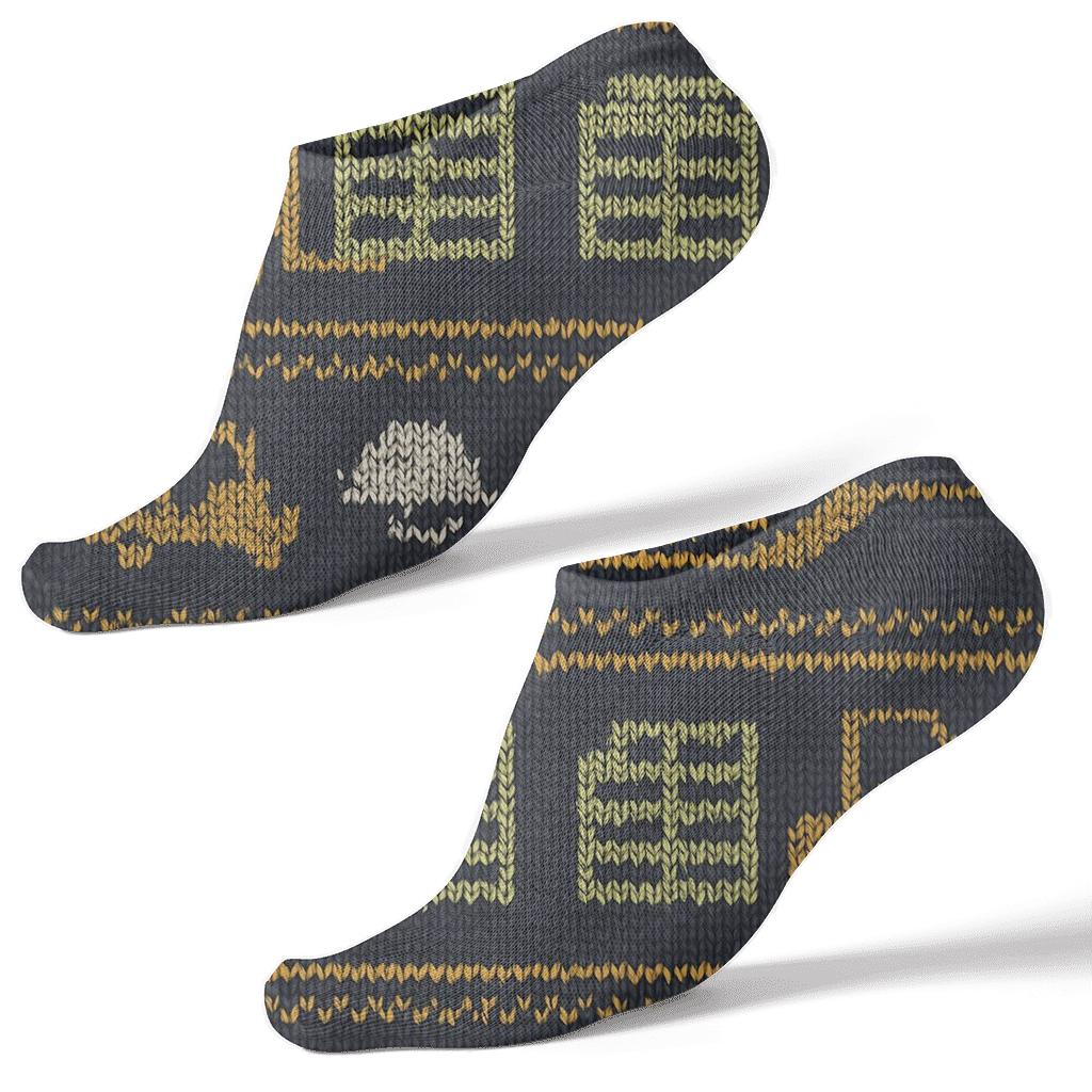 Knitted Illusion Forklift Operator Grid In Charcoal designer print ankle socks