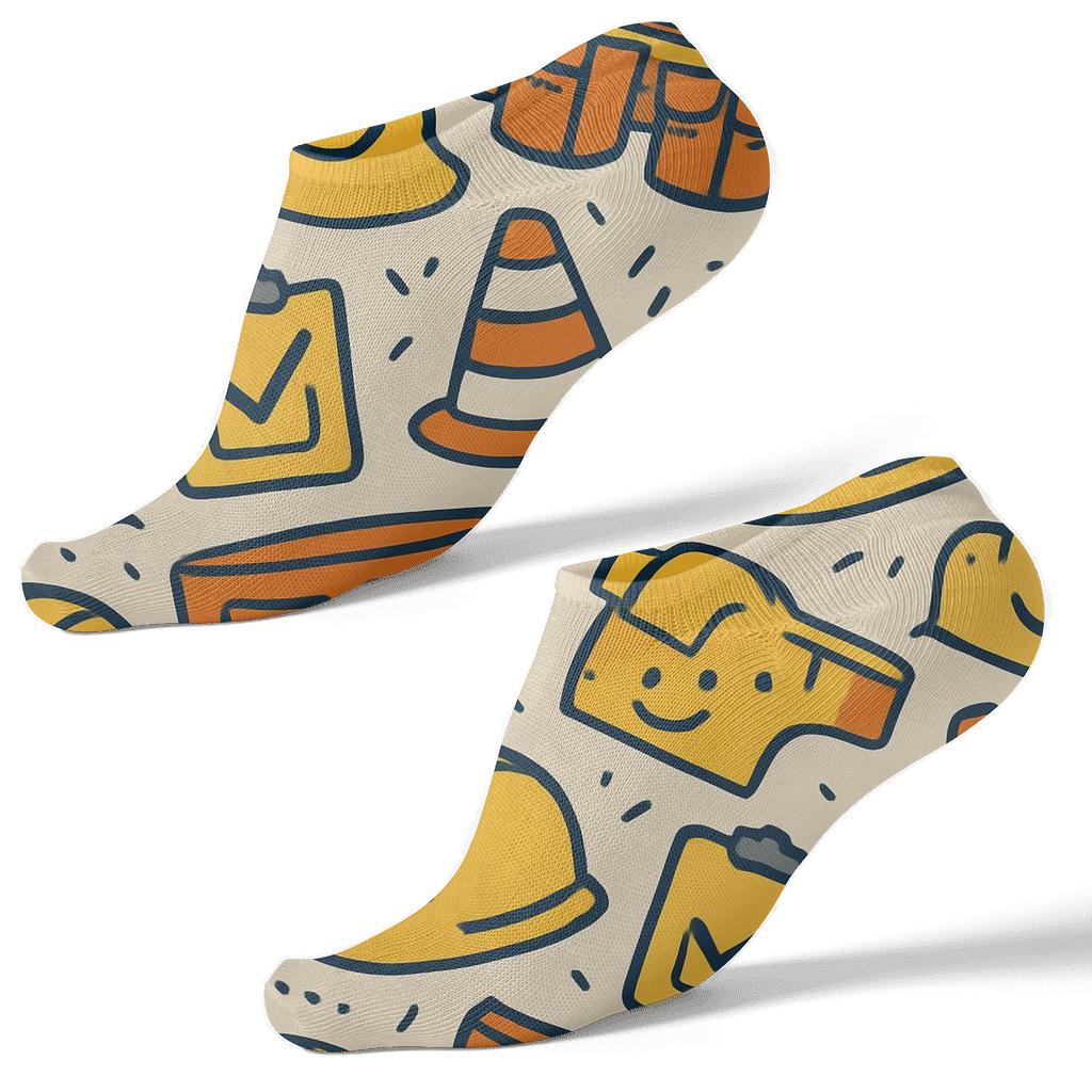 Building Inspector Hard Hat And Cone Carnival Repeat custom ankle socks