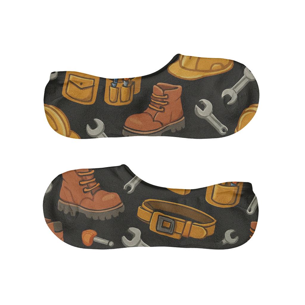 Construction Worker Tool Belt Carnival All Over Print soft cotton no-show socks