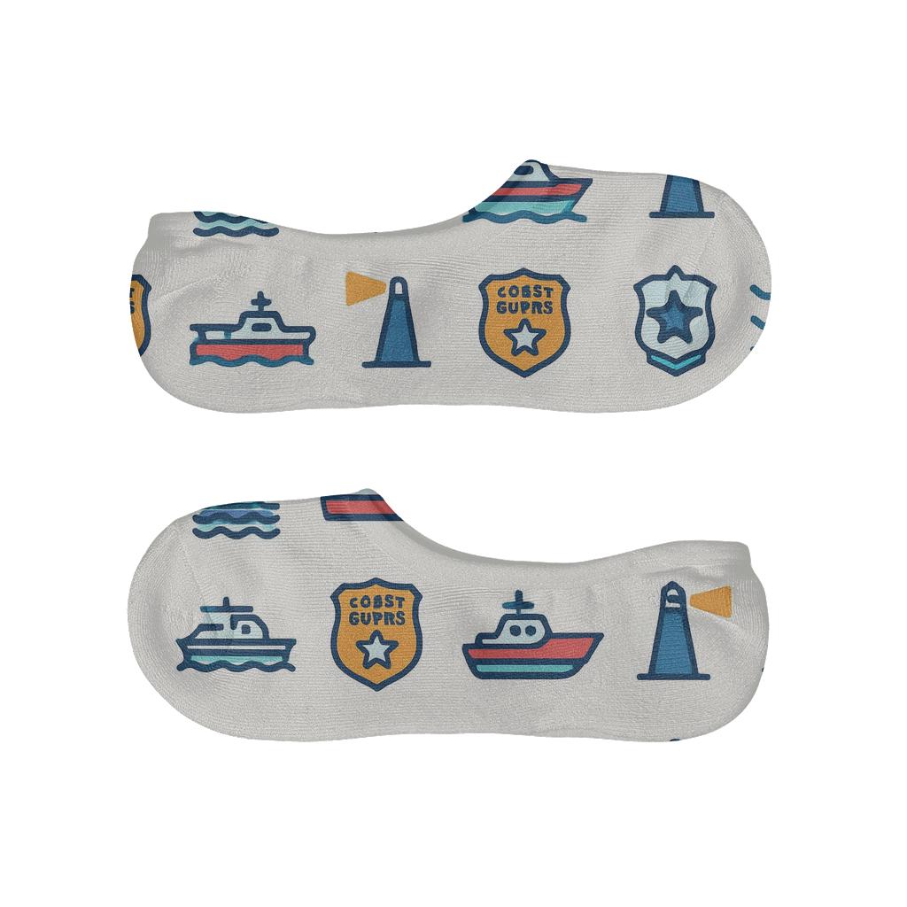 Buoy And Searchlight Grid With Coast Guard Officer personalized no-show socks
