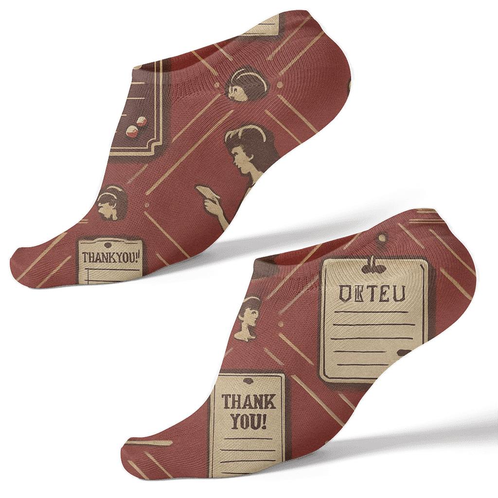 Crimson Menu Lattice With Waitress Cameos personalized ankle socks