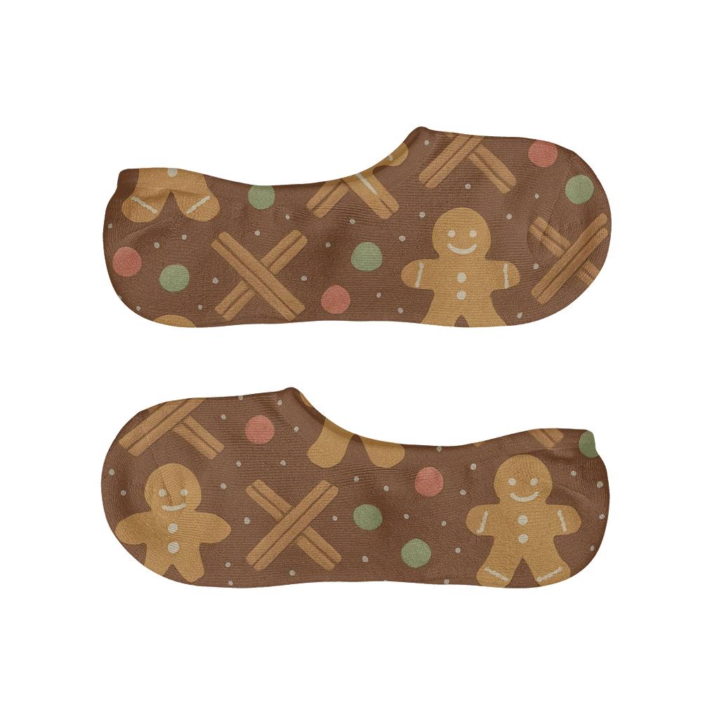 Gingerbread Tilework, Holiday Edition designer printed no-show socks