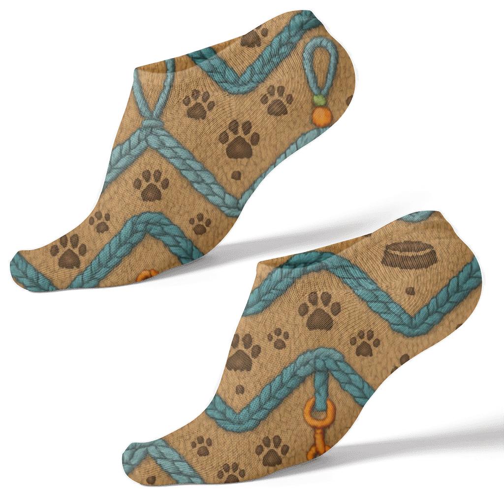 Animal Control Officer Knit Illusion Paw And Leash Chevron premium sports ankle socks