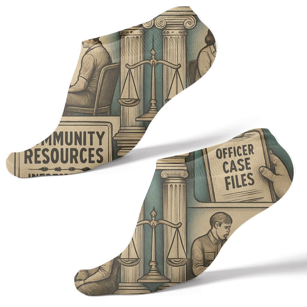 Vintage Poster Repeat Probation Officer Collage unique graphic ankle socks