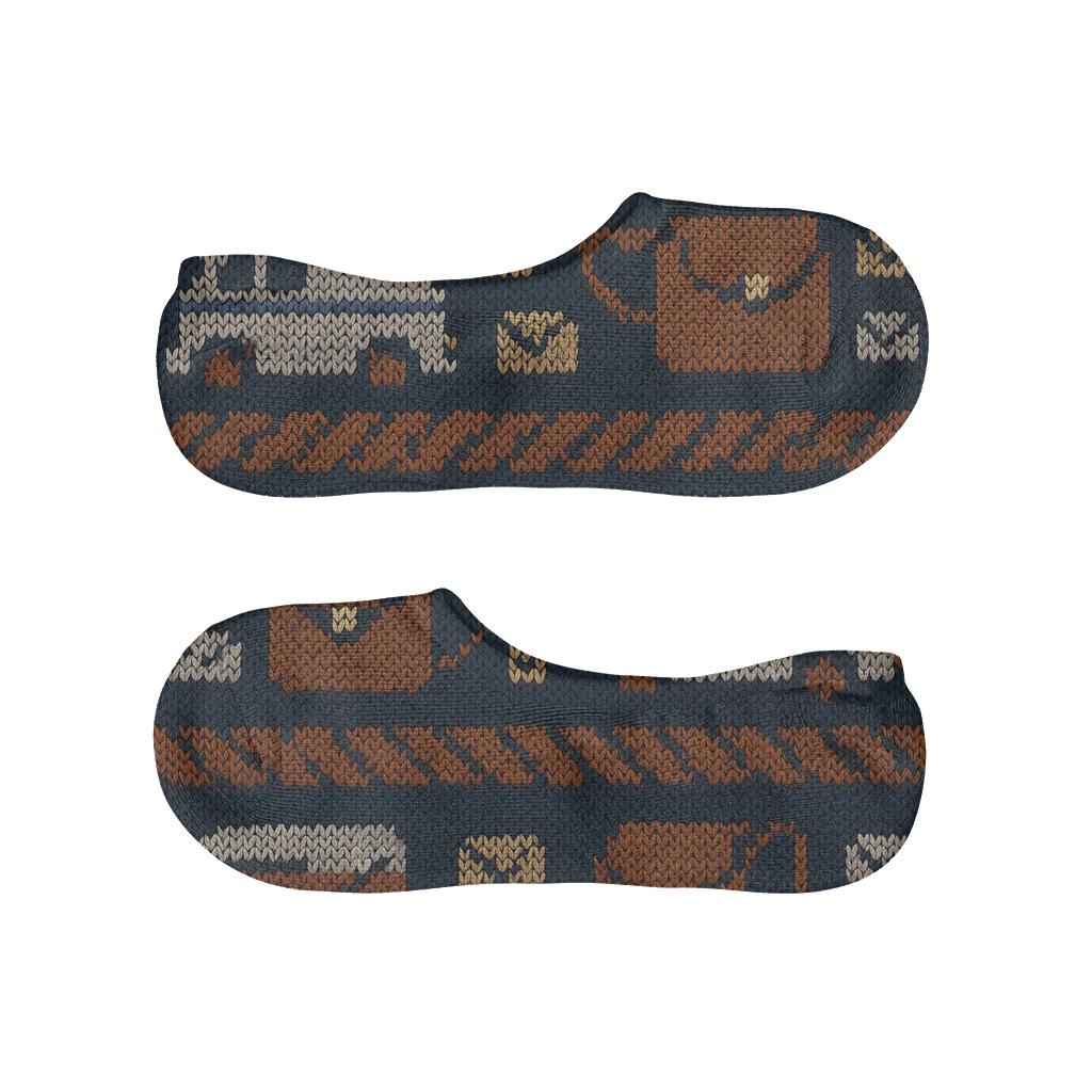 Navy Blue Mail Carrier Knitted Cable Stripe Repeat soft cotton no-show socks